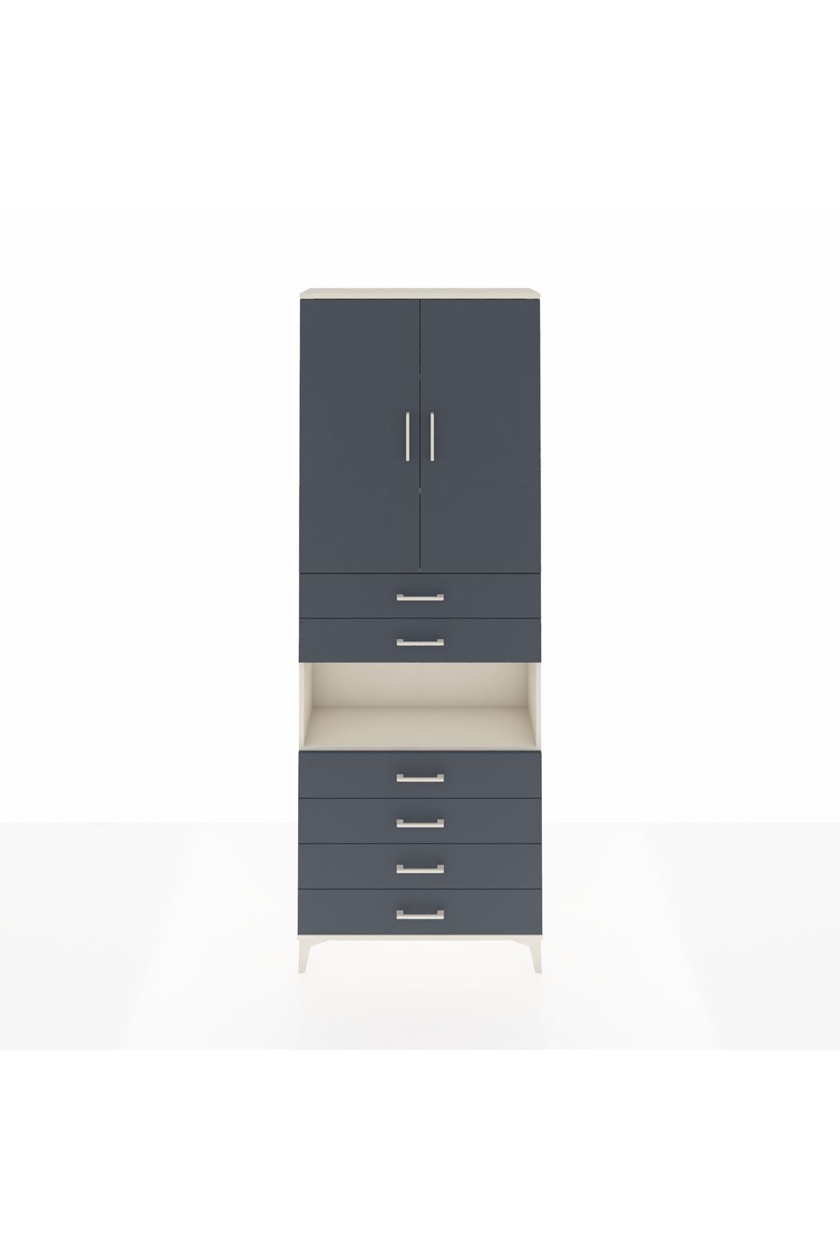Arges Dolap 4 Raflı 6 Çekmeceli 2 Kapaklı 88x30x243 - S33M217V2A