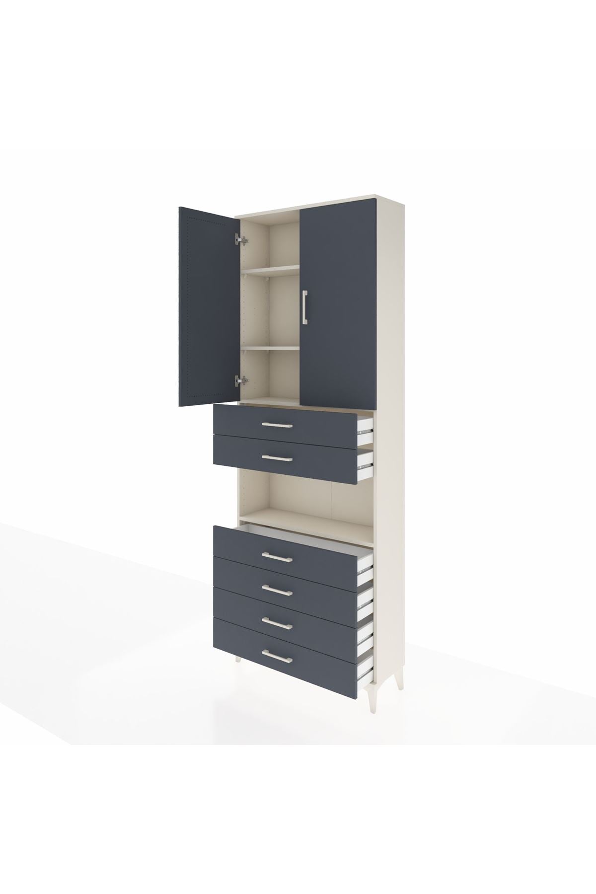 Arges Dolap 4 Raflı 6 Çekmeceli 2 Kapaklı 88x30x243 - S33M217V2A