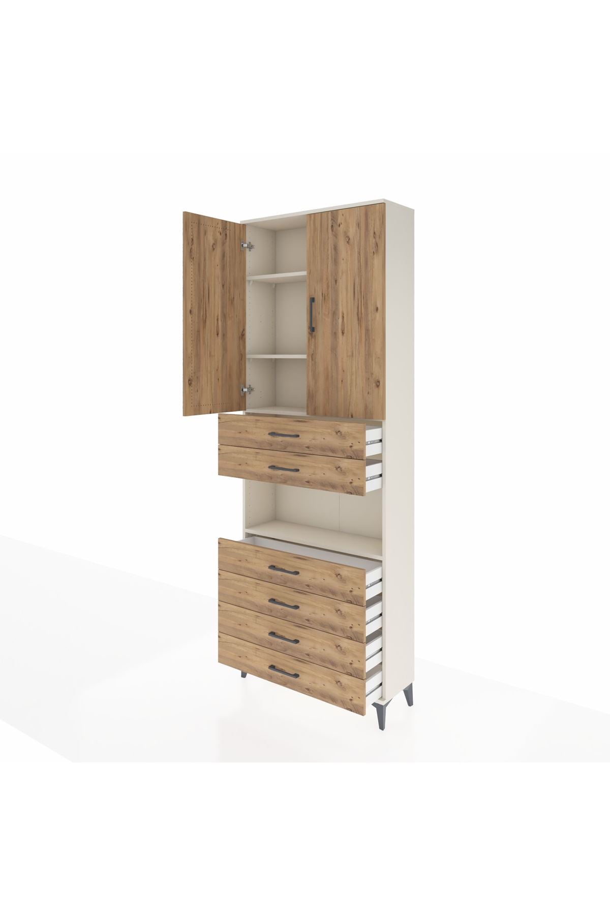 Arges Dolap 4 Raflı 6 Çekmeceli 2 Kapaklı 88x30x243 - S33M217V3A