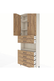 Arges Dolap 4 Raflı 6 Çekmeceli 2 Kapaklı 88x30x243 - S33M217V3A