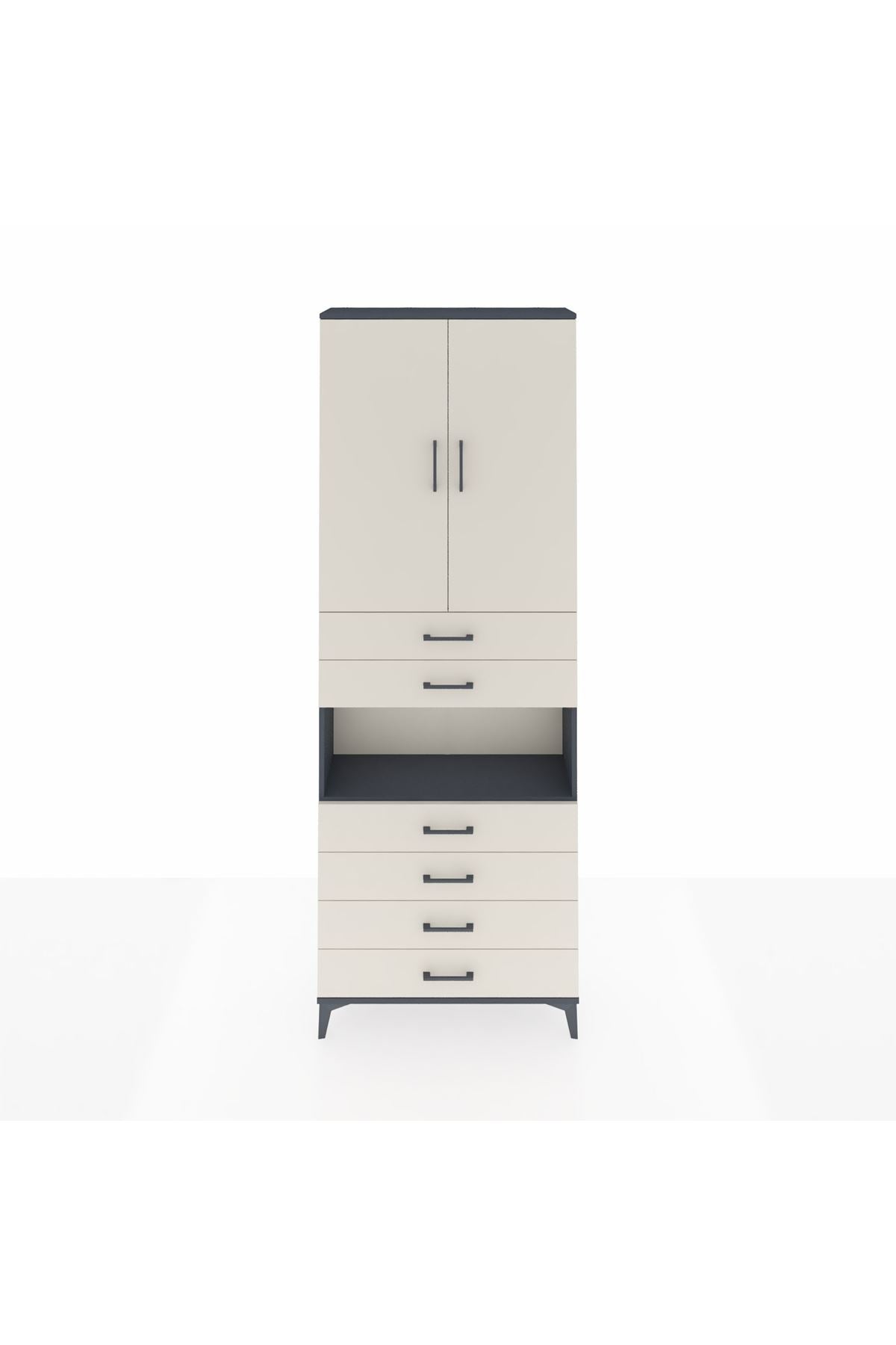 Arges Dolap 4 Raflı 6 Çekmeceli 2 Kapaklı 88x30x243 - S33M217V4A