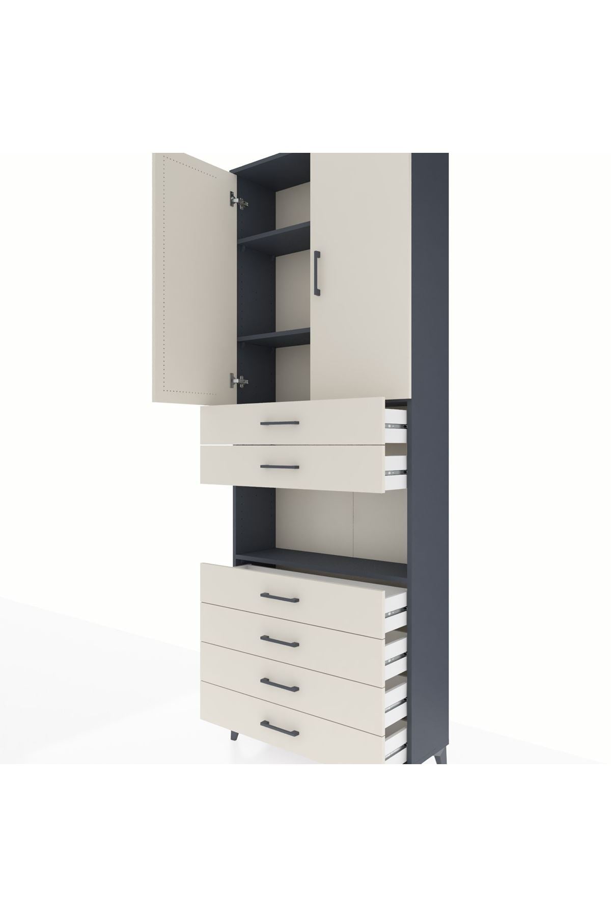 Arges Dolap 4 Raflı 6 Çekmeceli 2 Kapaklı 88x30x243 - S33M217V4A