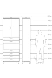 Arges Dolap 4 Raflı 6 Çekmeceli 2 Kapaklı 88x30x243 - S33M217V4A