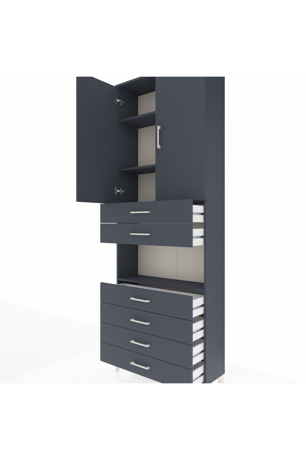 Arges Dolap 4 Raflı 6 Çekmeceli 2 Kapaklı 88x30x243 - S33M217V5A