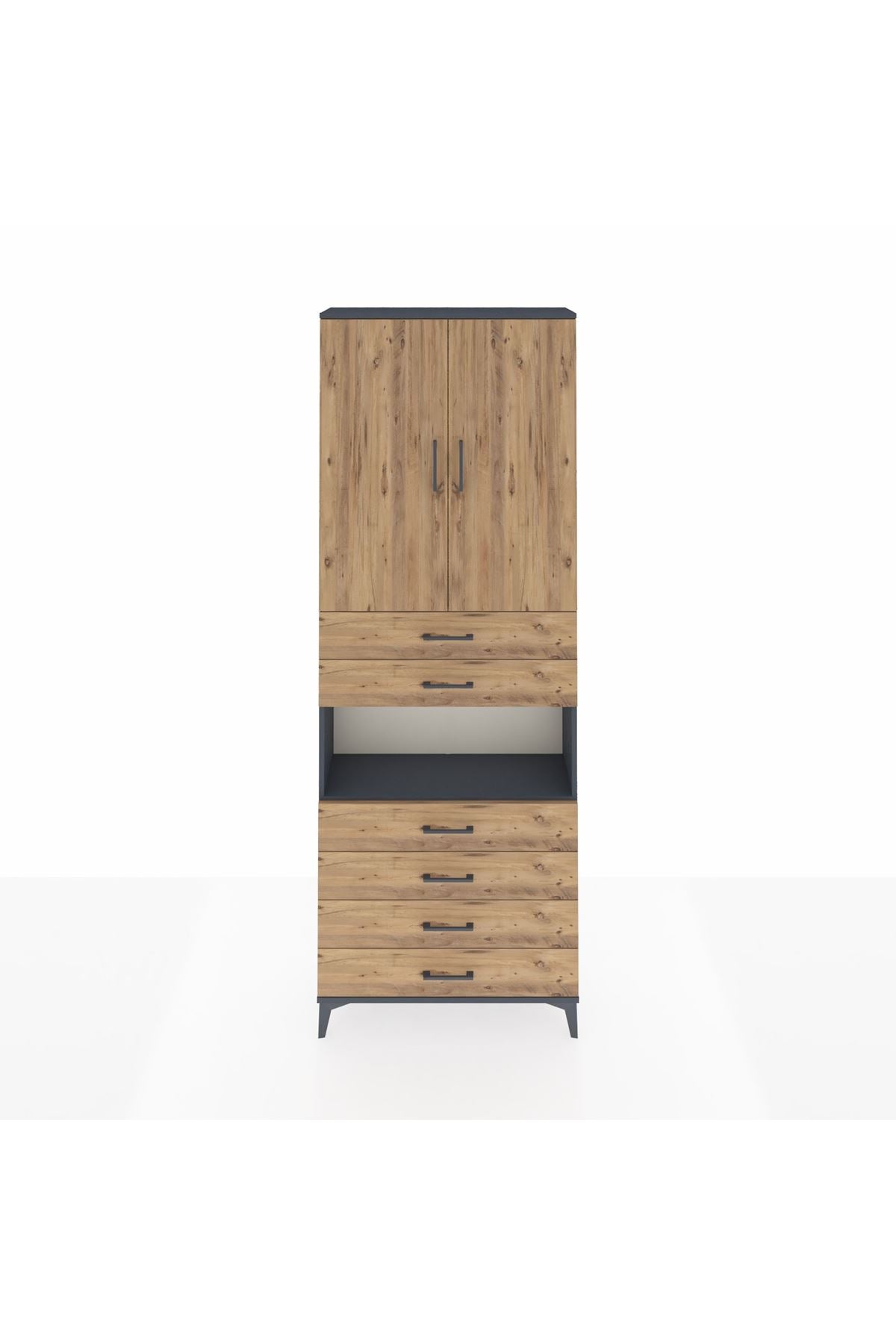 Arges Dolap 4 Raflı 6 Çekmeceli 2 Kapaklı 88x30x243 - S33M217V6A
