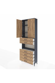 Arges Dolap 4 Raflı 6 Çekmeceli 2 Kapaklı 88x30x243 - S33M217V6A