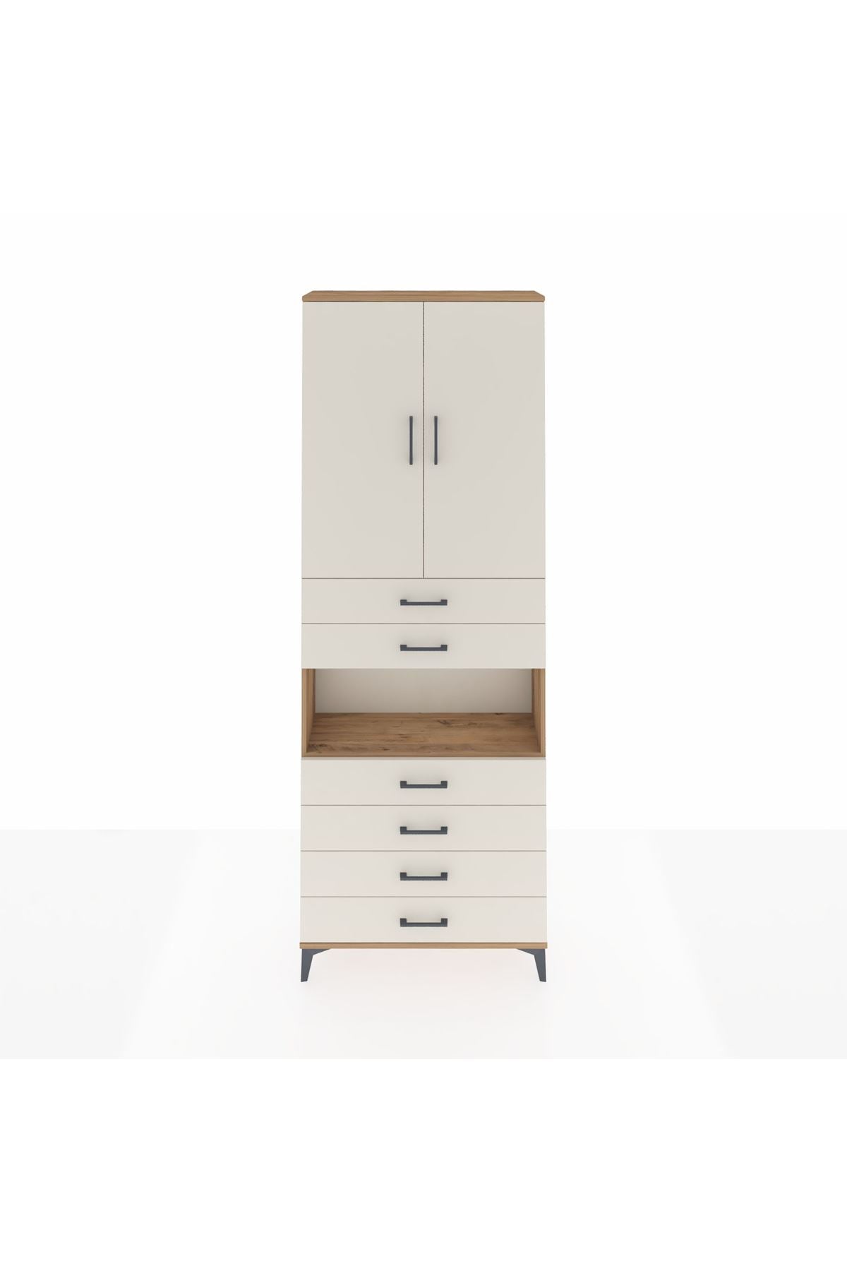Arges Dolap 4 Raflı 6 Çekmeceli 2 Kapaklı 88x30x243 - S33M217V7A