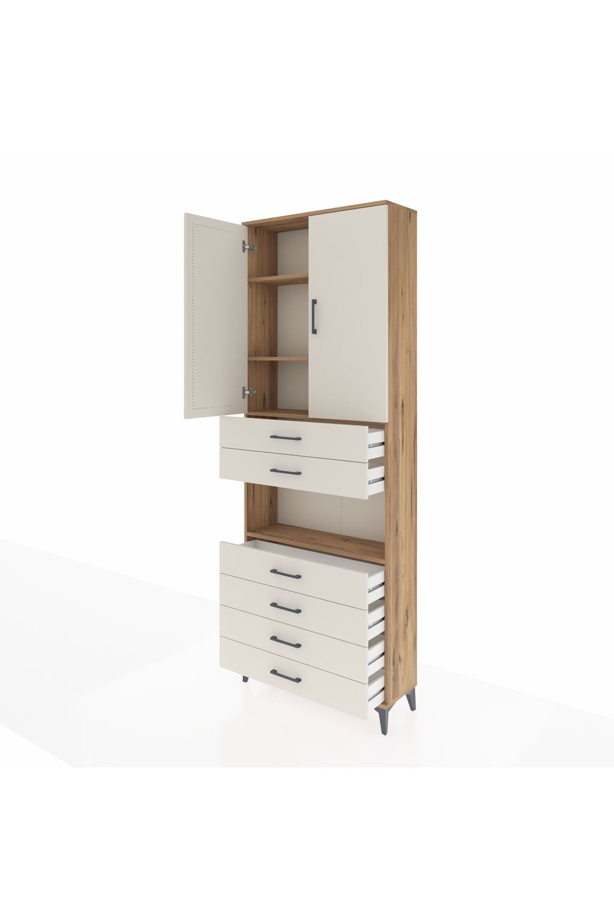 Arges Dolap 4 Raflı 6 Çekmeceli 2 Kapaklı 88x30x243 - S33M217V7A