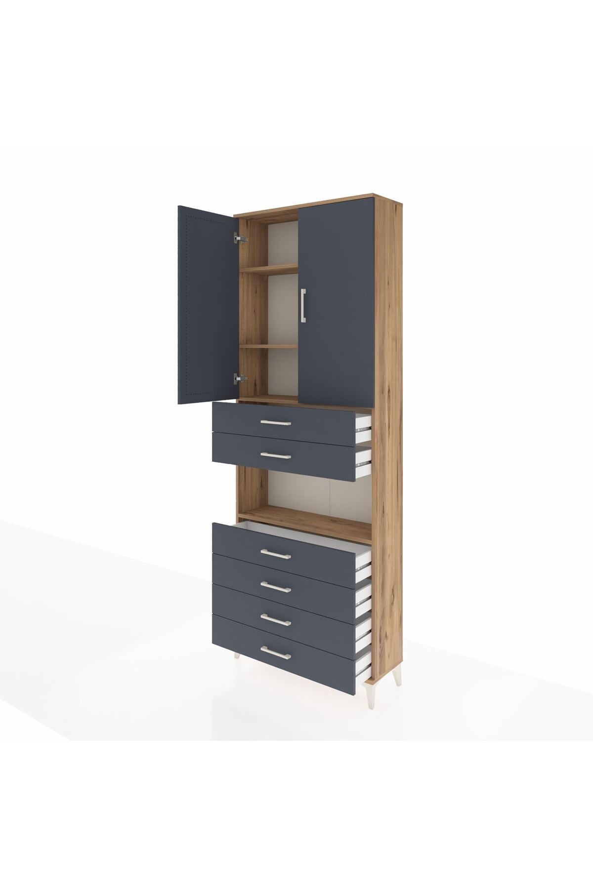 Arges Dolap 4 Raflı 6 Çekmeceli 2 Kapaklı 88x30x243 - S33M217V8A