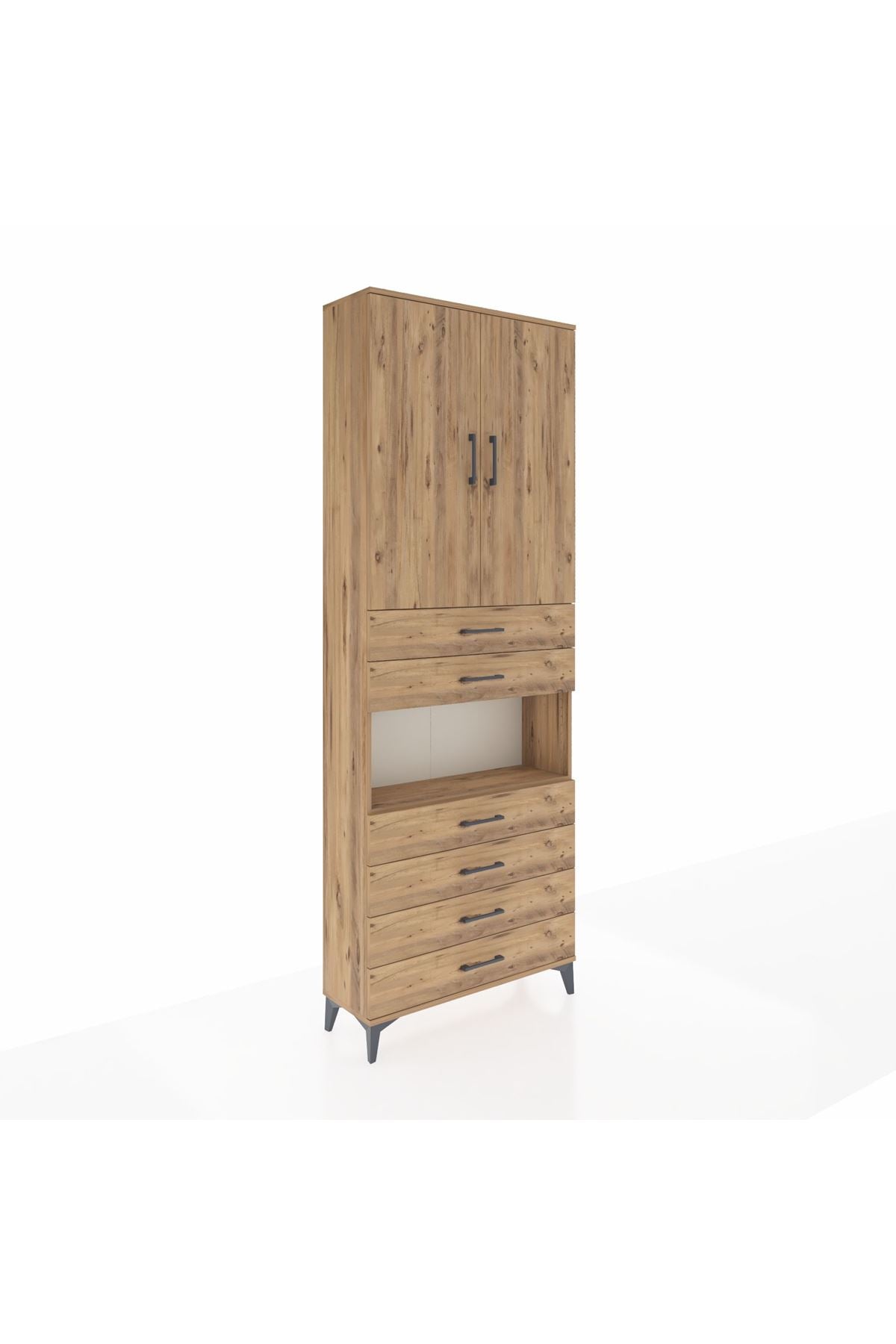 Arges Dolap 4 Raflı 6 Çekmeceli 2 Kapaklı 88x30x243 - S33M217V9A