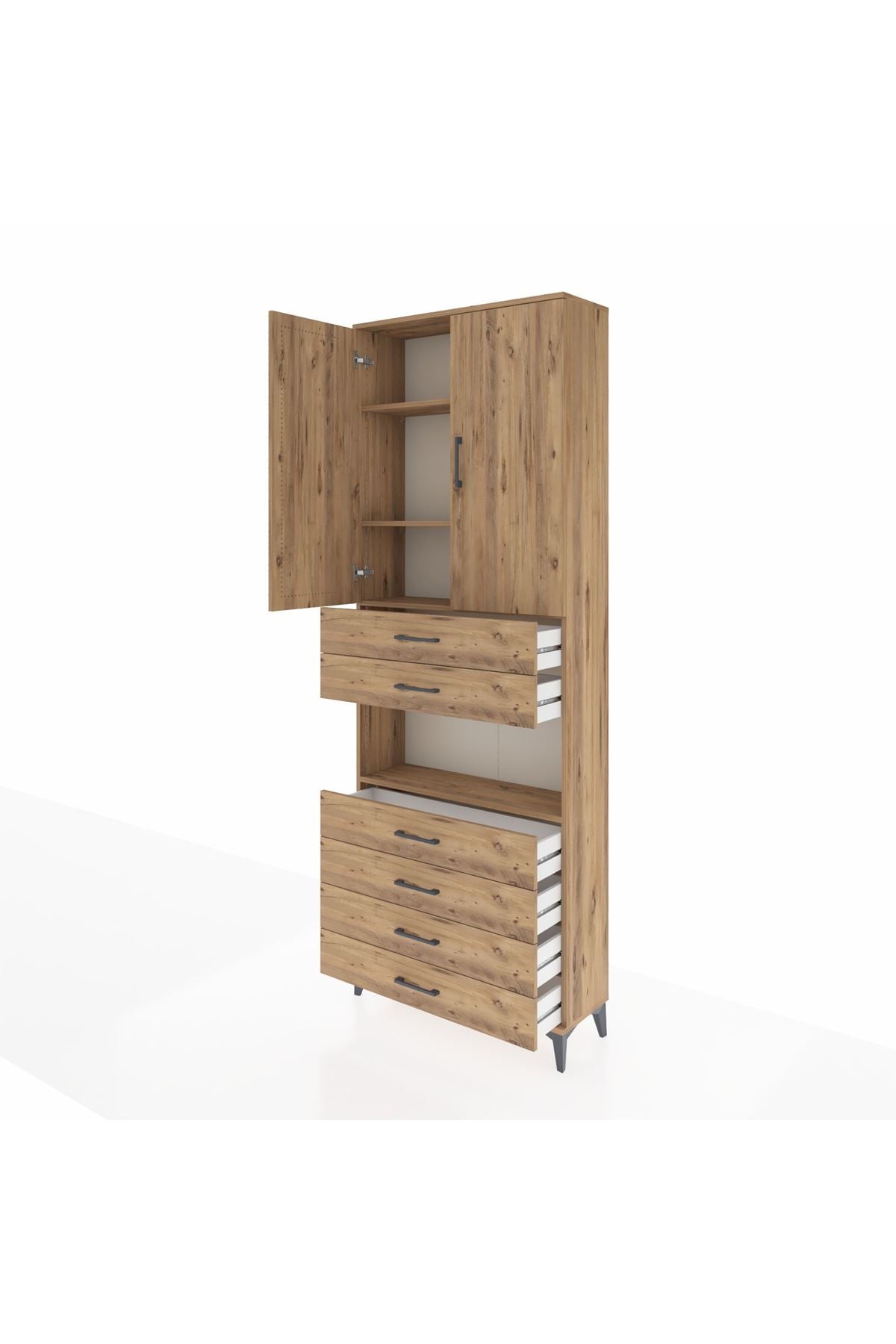 Arges Dolap 4 Raflı 6 Çekmeceli 2 Kapaklı 88x30x243 - S33M217V9A
