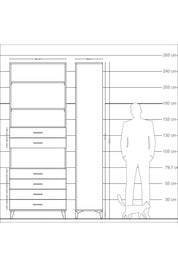 Arges Dolap 4 Raflı 6 Çekmeceli 88x30x243 - S33M218V4A