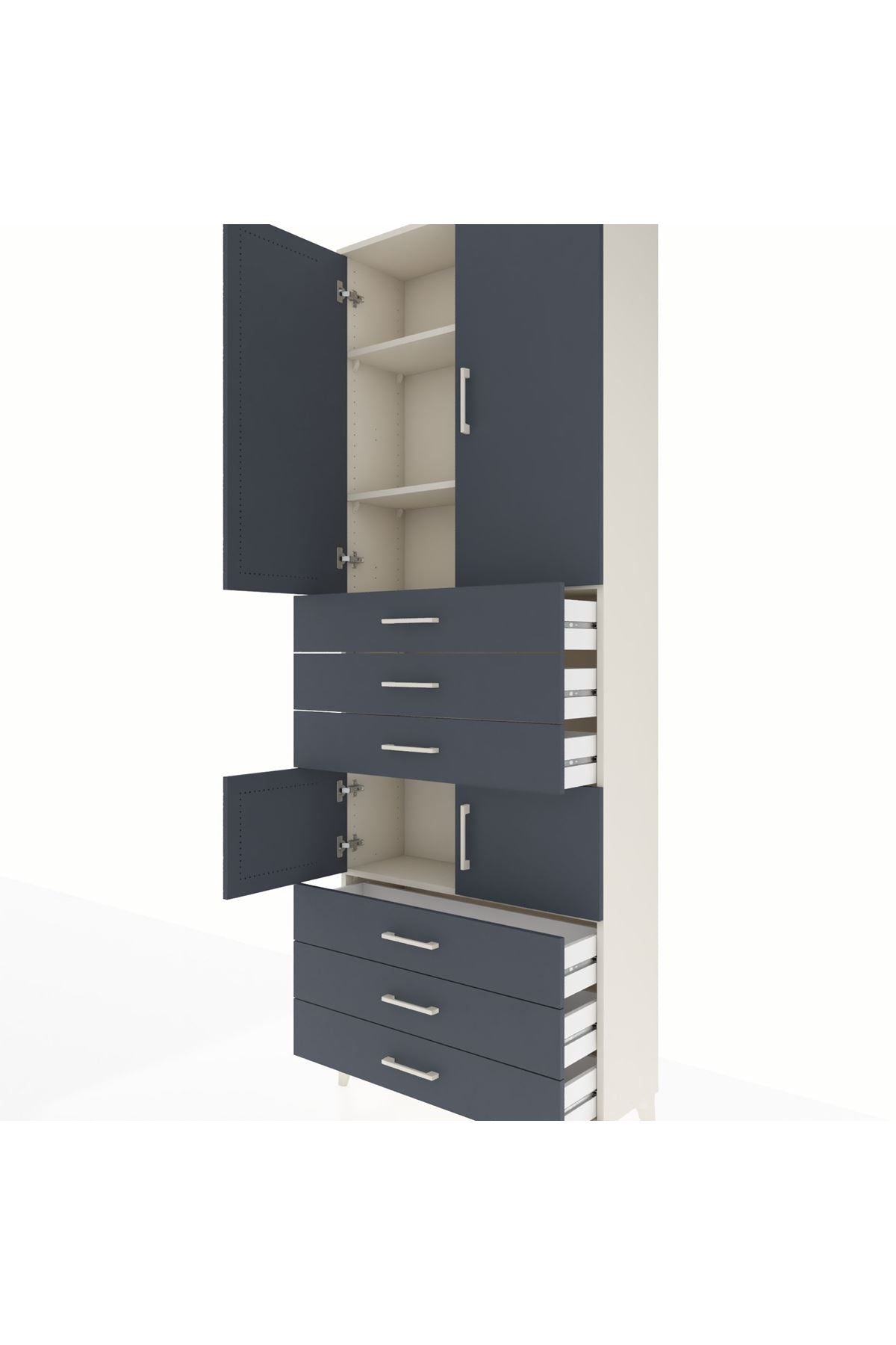 Arges Dolap 4 Raflı 6 Çekmeceli 4 Kapaklı 88x30x243 - S33M219V2A