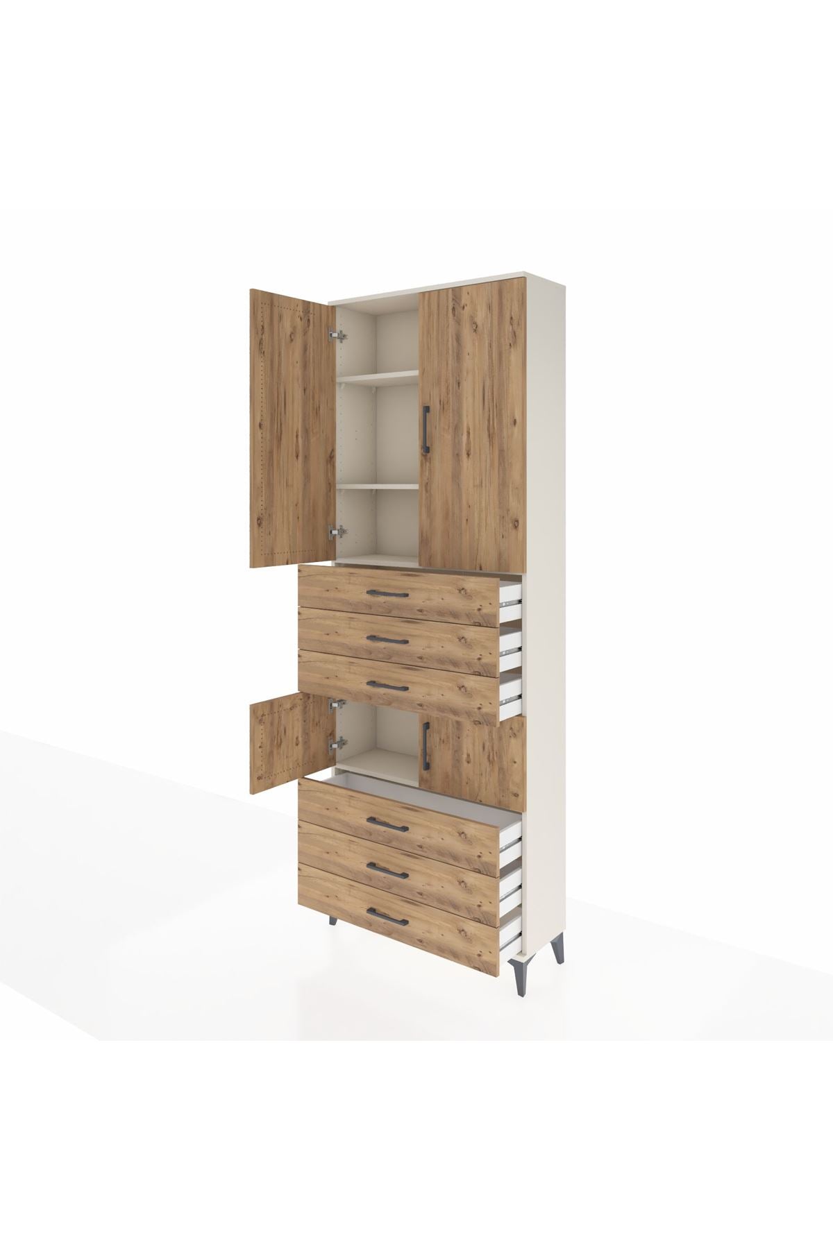 Arges Dolap 4 Raflı 6 Çekmeceli 4 Kapaklı 88x30x243 - S33M219V3A