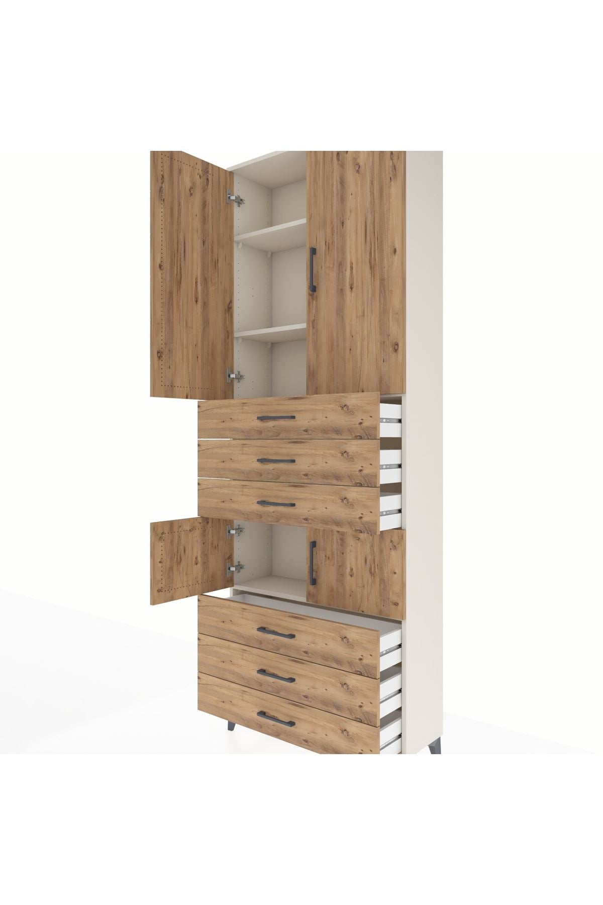 Arges Dolap 4 Raflı 6 Çekmeceli 4 Kapaklı 88x30x243 - S33M219V3A