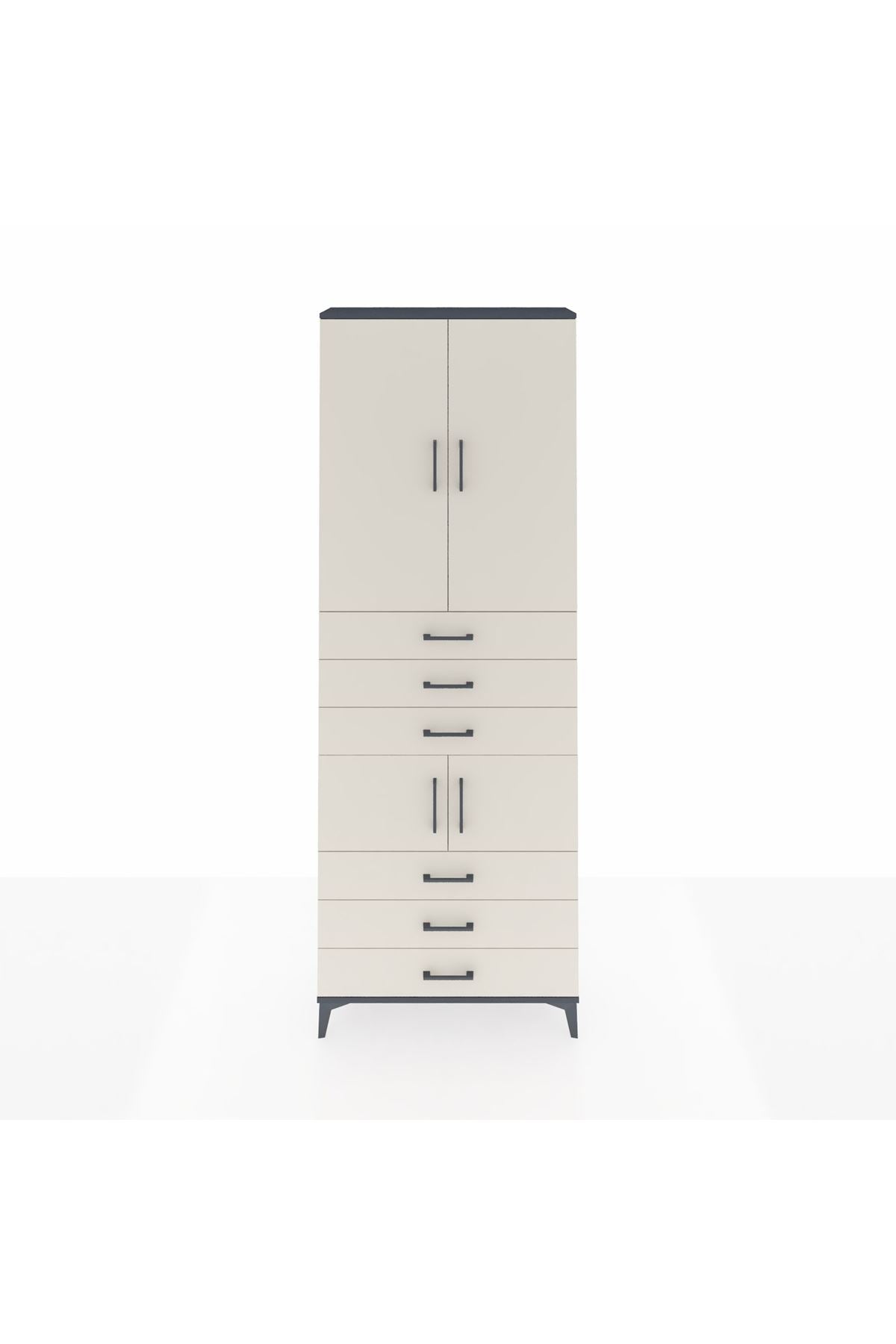 Arges Dolap 4 Raflı 6 Çekmeceli 4 Kapaklı 88x30x243 - S33M219V4A