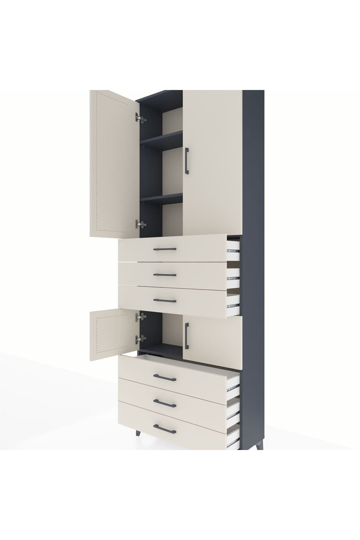 Arges Dolap 4 Raflı 6 Çekmeceli 4 Kapaklı 88x30x243 - S33M219V4A