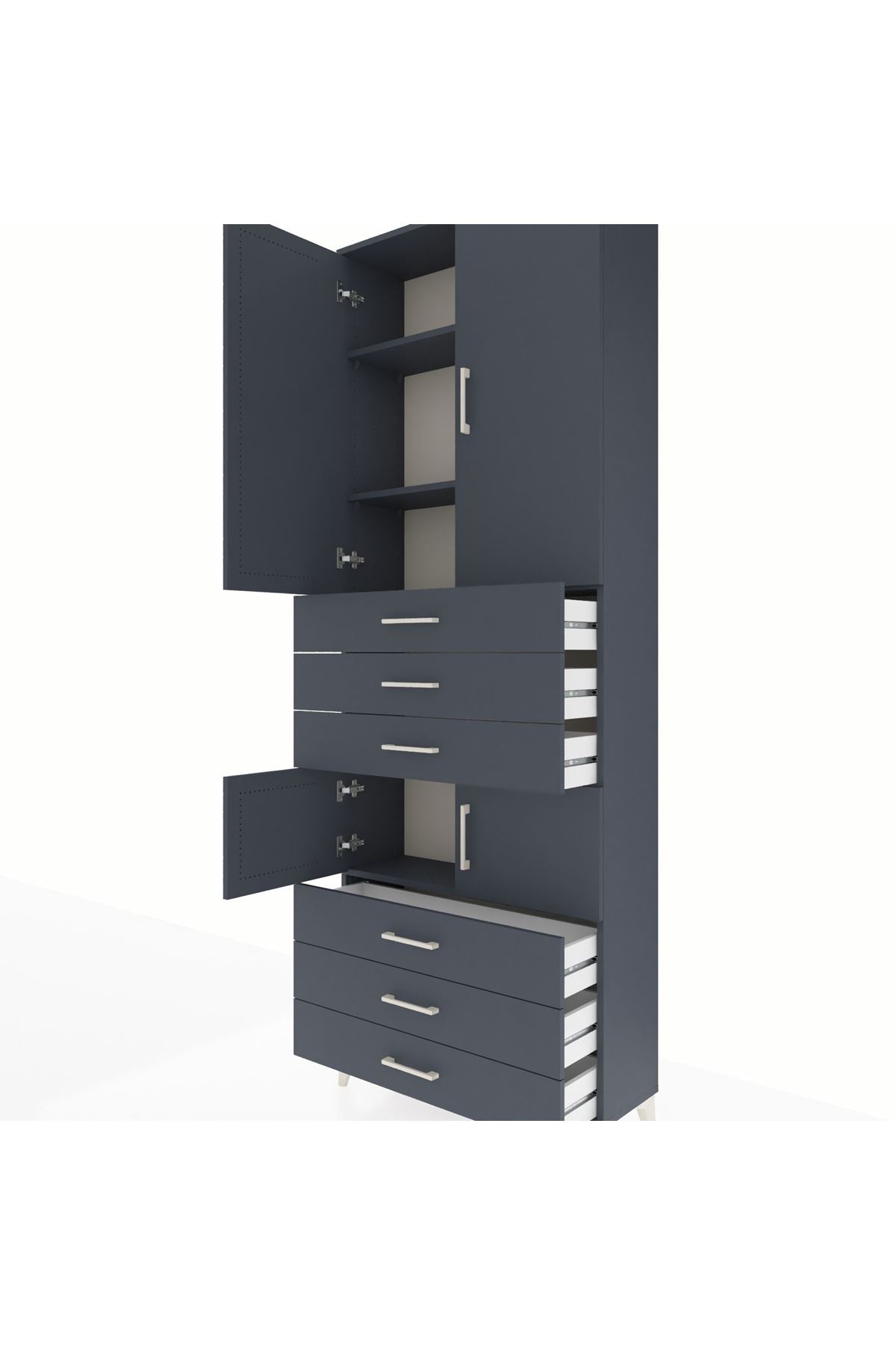 Arges Dolap 4 Raflı 6 Çekmeceli 4 Kapaklı 88x30x243 - S33M219V5A