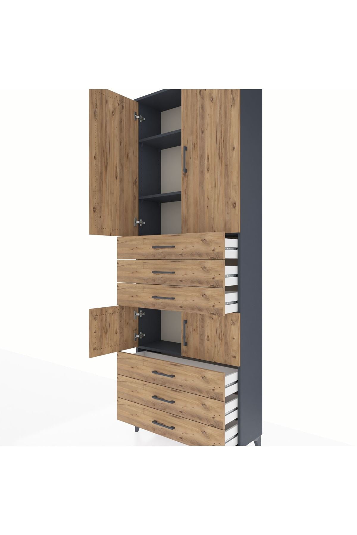 Arges Dolap 4 Raflı 6 Çekmeceli 4 Kapaklı 88x30x243 - S33M219V6A