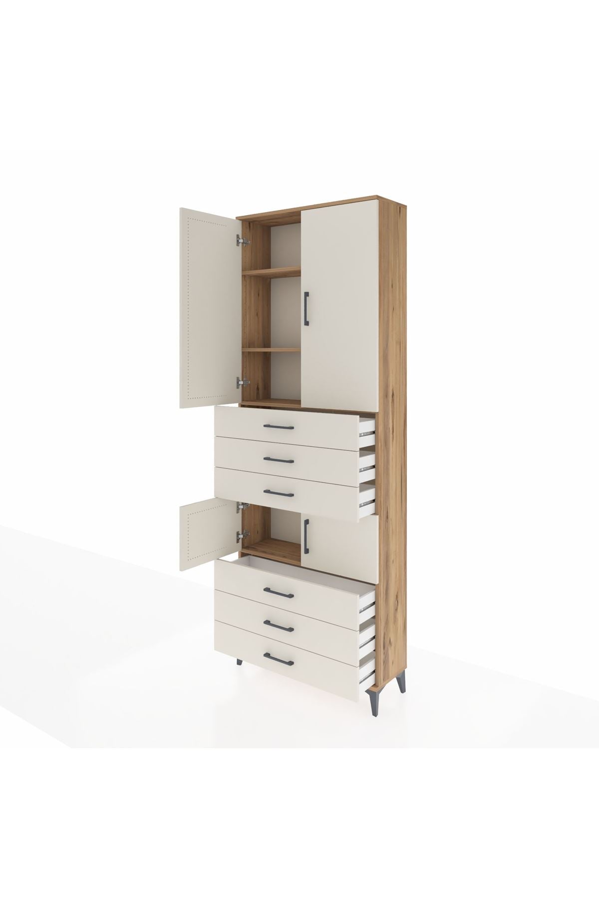 Arges Dolap 4 Raflı 6 Çekmeceli 4 Kapaklı 88x30x243 - S33M219V7A