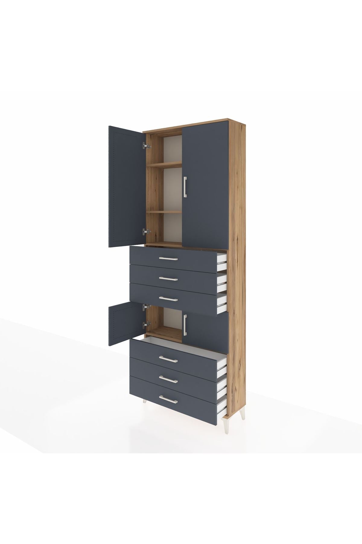 Arges Dolap 4 Raflı 6 Çekmeceli 4 Kapaklı 88x30x243 - S33M219V8A