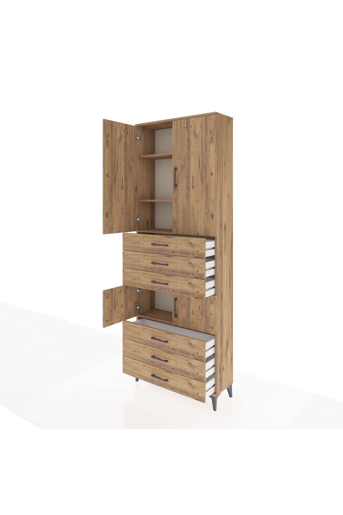 Arges Dolap 4 Raflı 6 Çekmeceli 4 Kapaklı 88x30x243 - S33M219V9A