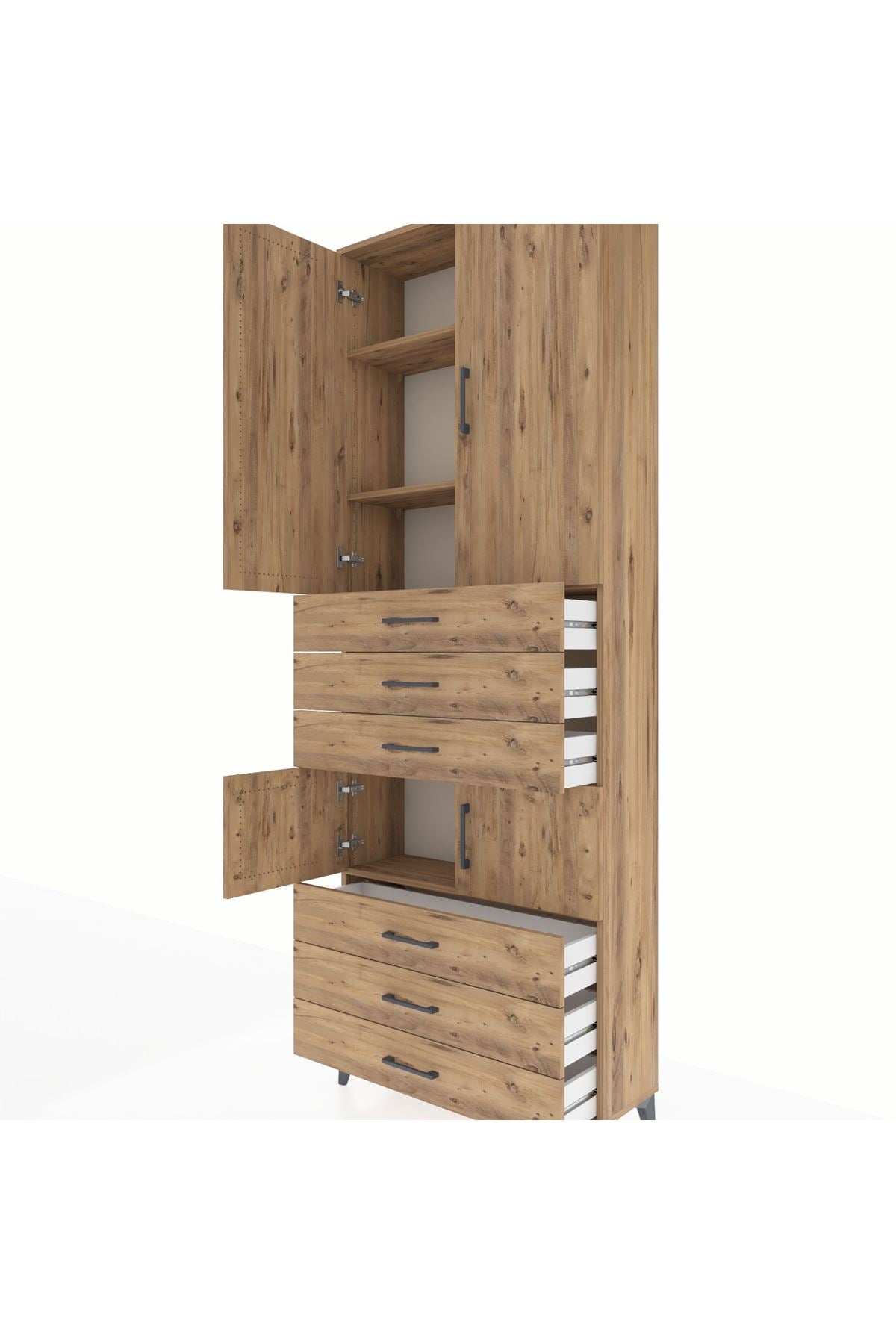 Arges Dolap 4 Raflı 6 Çekmeceli 4 Kapaklı 88x30x243 - S33M219V9A