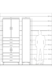 Arges Dolap 4 Raflı 6 Çekmeceli 4 Kapaklı 88x30x243 - S33M219V9A