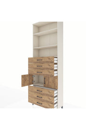 Arges Dolap 4 Raflı 6 Çekmeceli 2 Kapaklı 88x30x243 - S33M220V3A