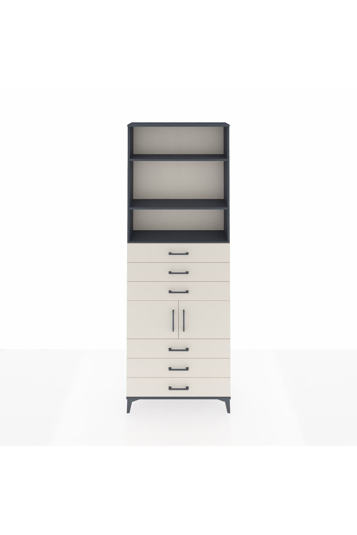 Arges Dolap 4 Raflı 6 Çekmeceli 2 Kapaklı 88x30x243 - S33M220V4A