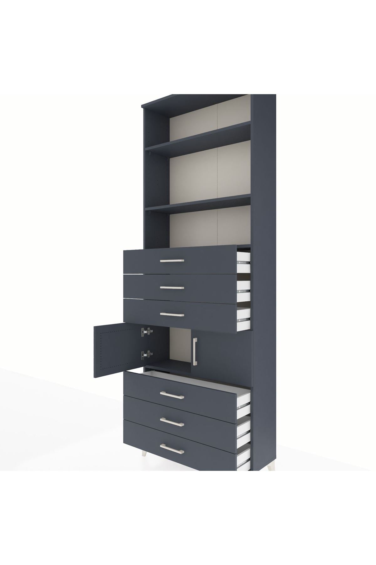 Arges Dolap 4 Raflı 6 Çekmeceli 2 Kapaklı 88x30x243 - S33M220V5A