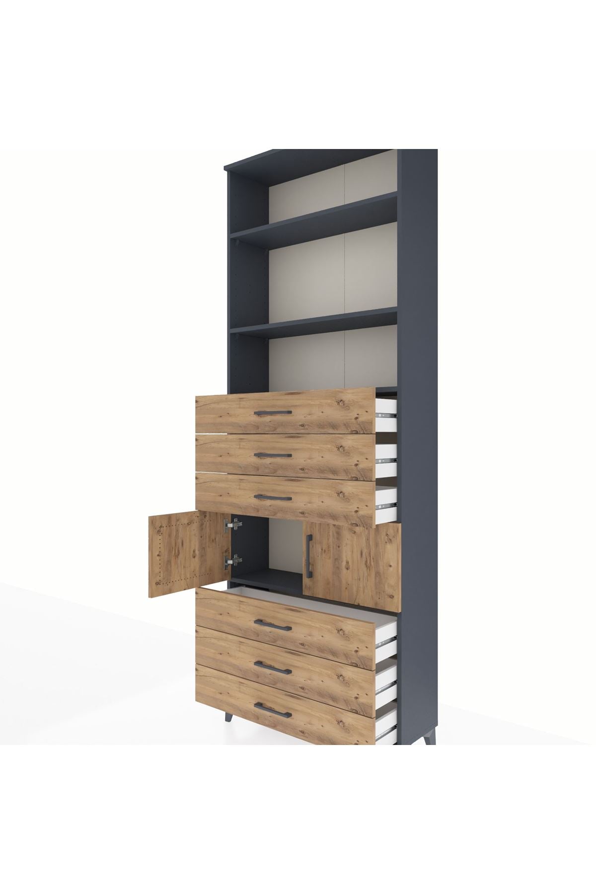 Arges Dolap 4 Raflı 6 Çekmeceli 2 Kapaklı 88x30x243 - S33M220V6A