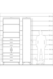 Arges Dolap 4 Raflı 6 Çekmeceli 2 Kapaklı 88x30x243 - S33M220V7A