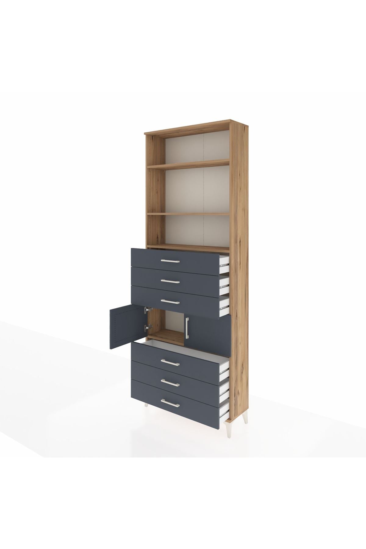 Arges Dolap 4 Raflı 6 Çekmeceli 2 Kapaklı 88x30x243 - S33M220V8A