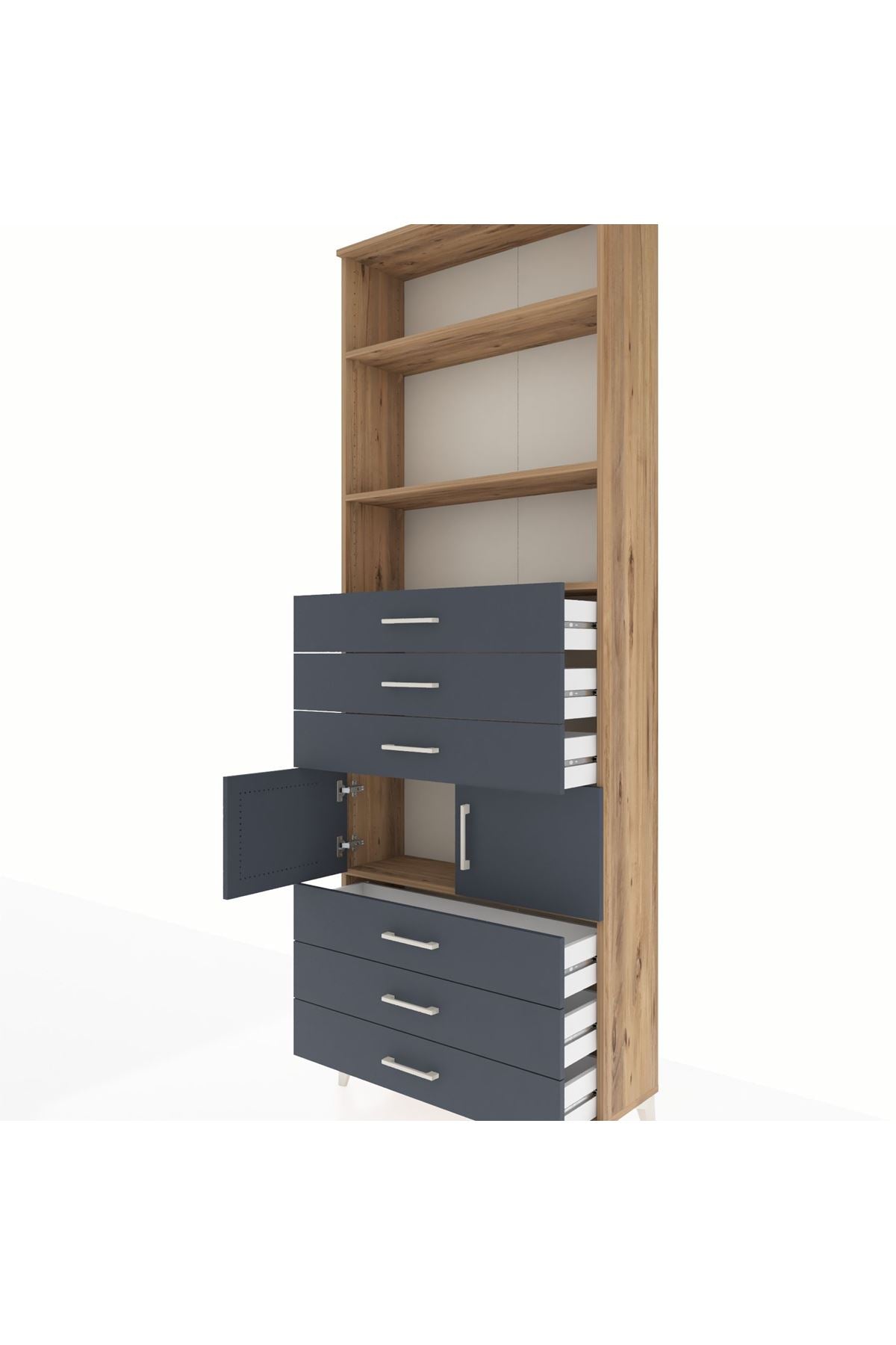 Arges Dolap 4 Raflı 6 Çekmeceli 2 Kapaklı 88x30x243 - S33M220V8A