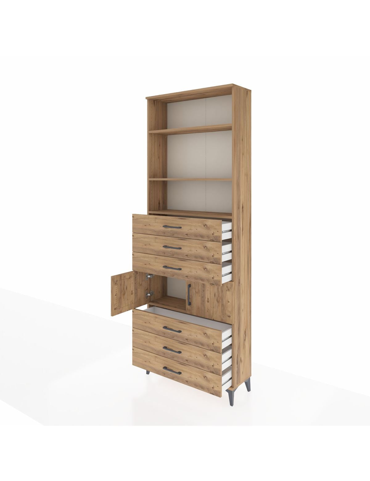 Arges Dolap 4 Raflı 6 Çekmeceli 2 Kapaklı 88x30x243 - S33M220V9A