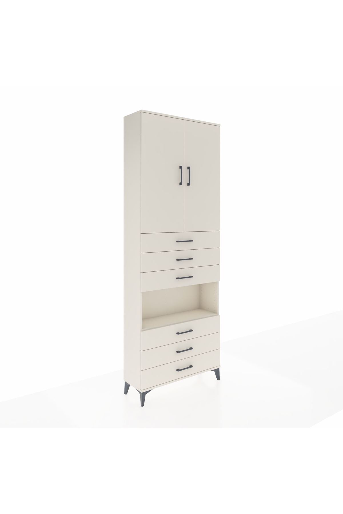 Arges Dolap 4 Raflı 6 Çekmeceli 2 Kapaklı 88x30x243 - S33M221V1A