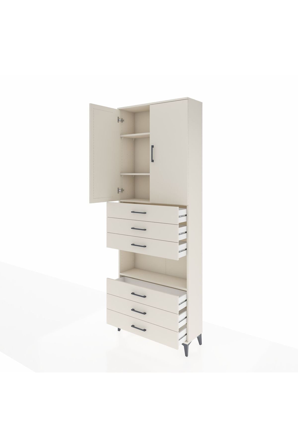 Arges Dolap 4 Raflı 6 Çekmeceli 2 Kapaklı 88x30x243 - S33M221V1A
