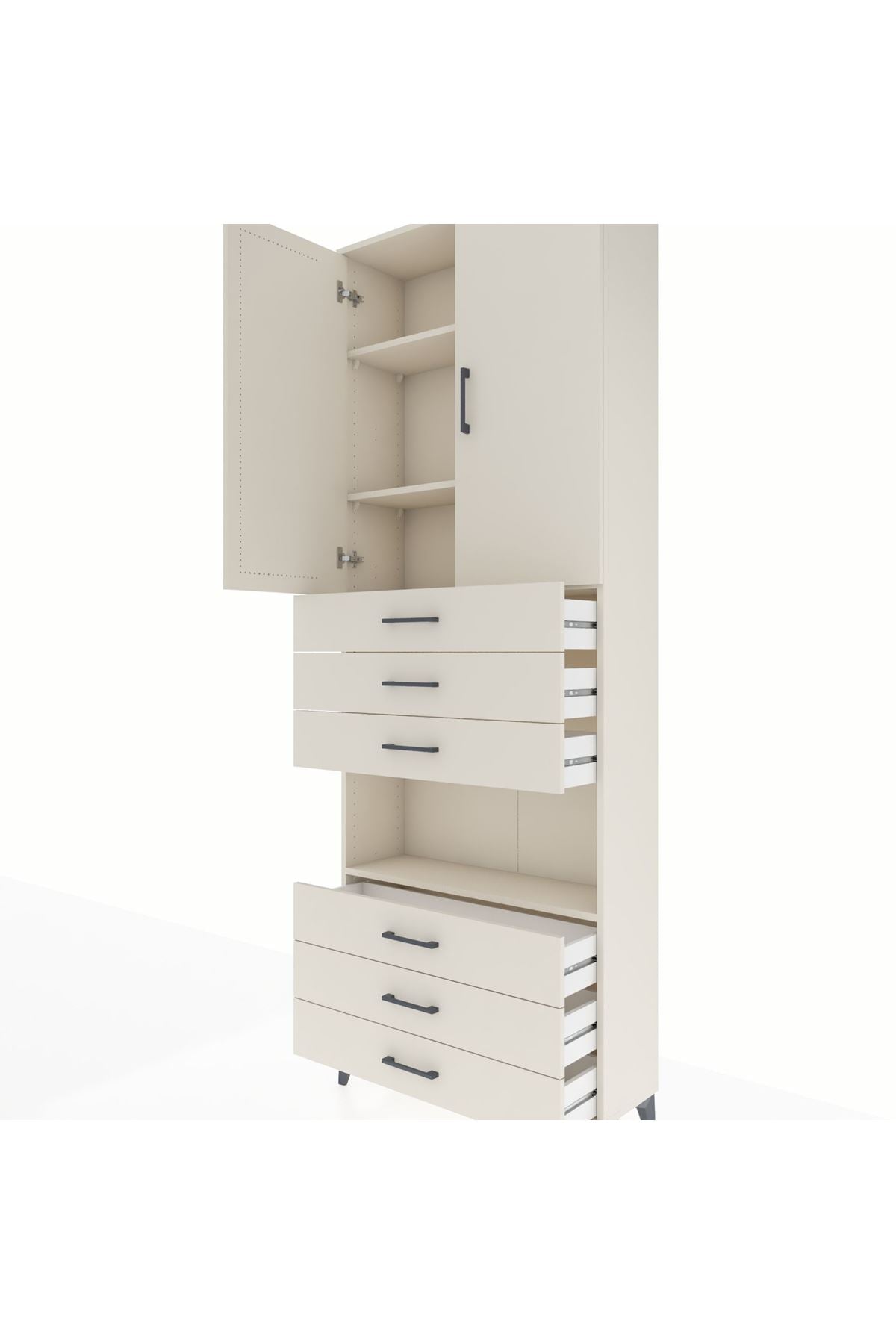 Arges Dolap 4 Raflı 6 Çekmeceli 2 Kapaklı 88x30x243 - S33M221V1A
