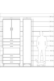 Arges Dolap 4 Raflı 6 Çekmeceli 2 Kapaklı 88x30x243 - S33M221V1A