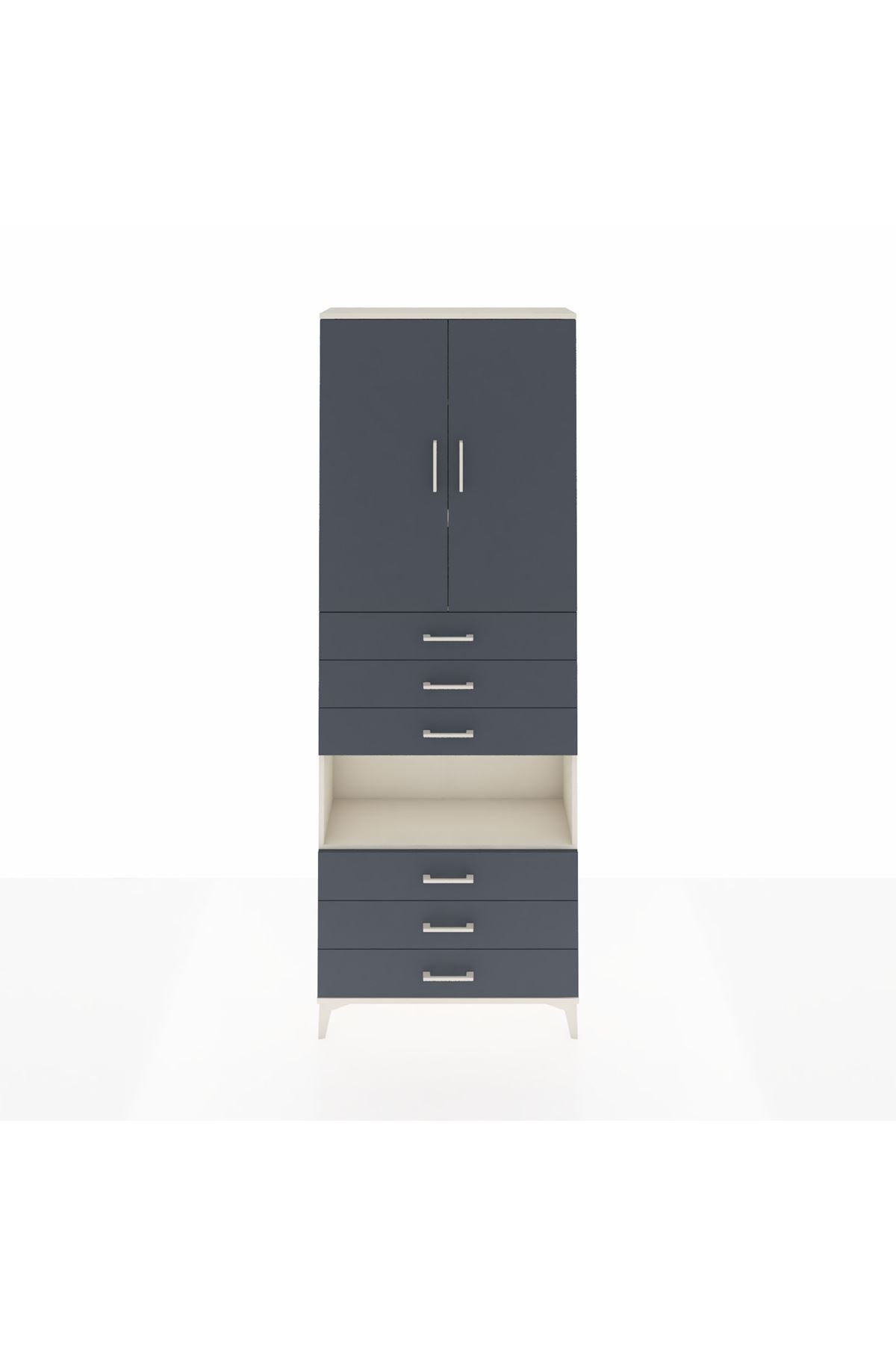 Arges Dolap 4 Raflı 6 Çekmeceli 2 Kapaklı 88x30x243 - S33M221V2A