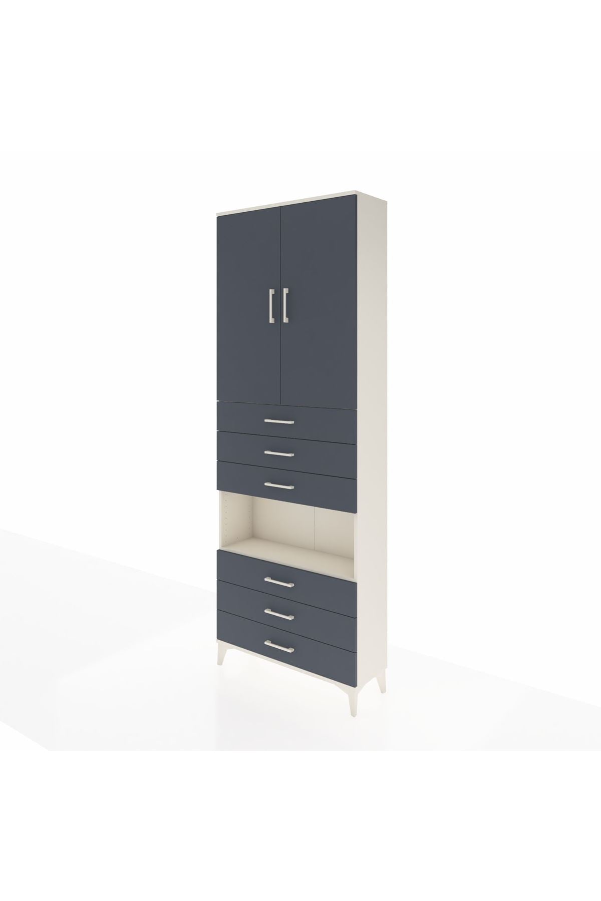 Arges Dolap 4 Raflı 6 Çekmeceli 2 Kapaklı 88x30x243 - S33M221V2A