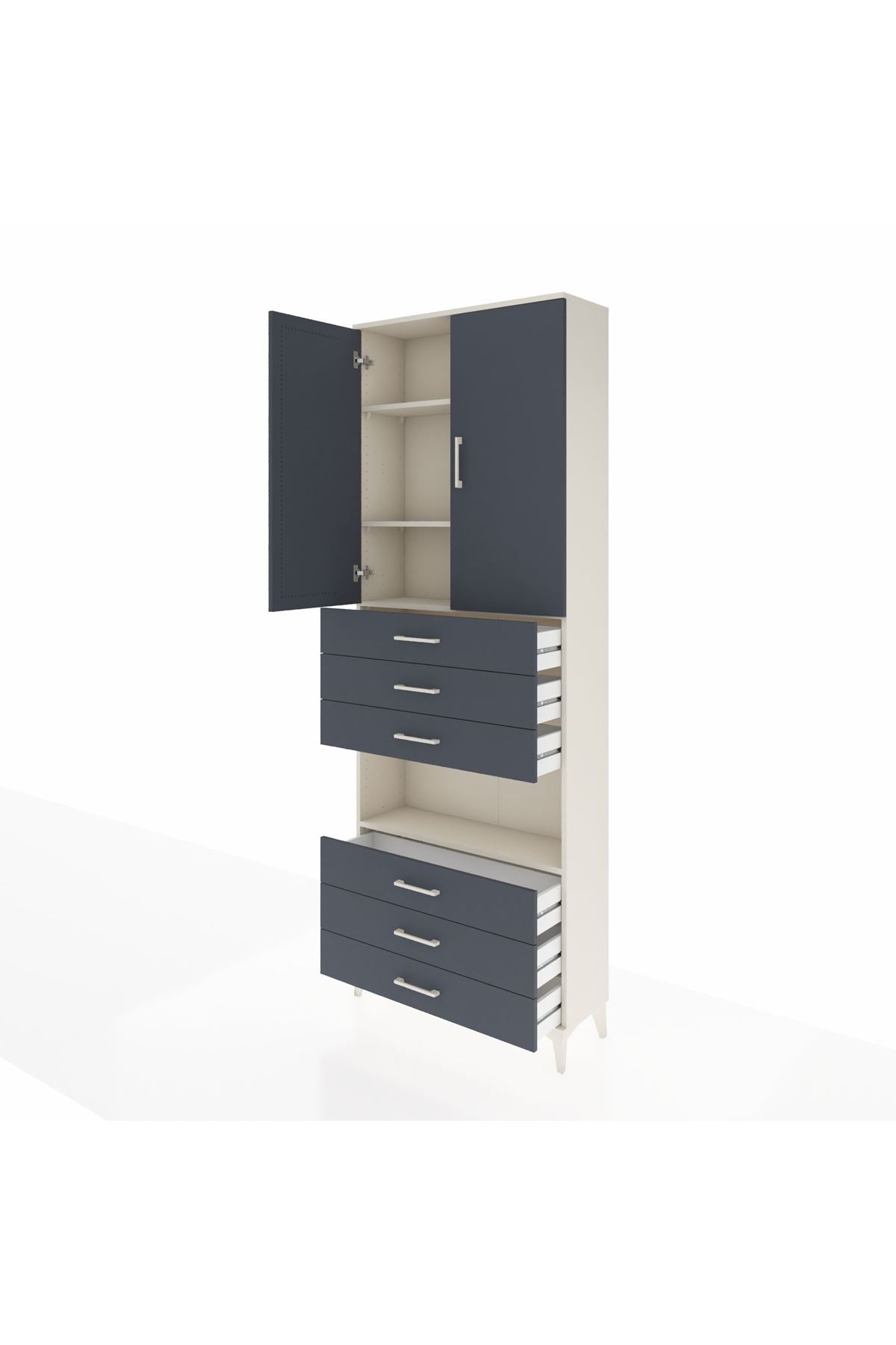 Arges Dolap 4 Raflı 6 Çekmeceli 2 Kapaklı 88x30x243 - S33M221V2A