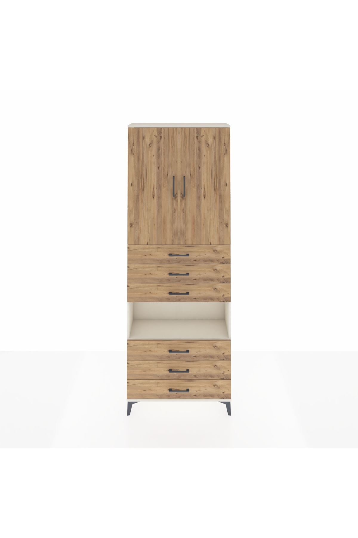 Arges Dolap 4 Raflı 6 Çekmeceli 2 Kapaklı 88x30x243 - S33M221V3A