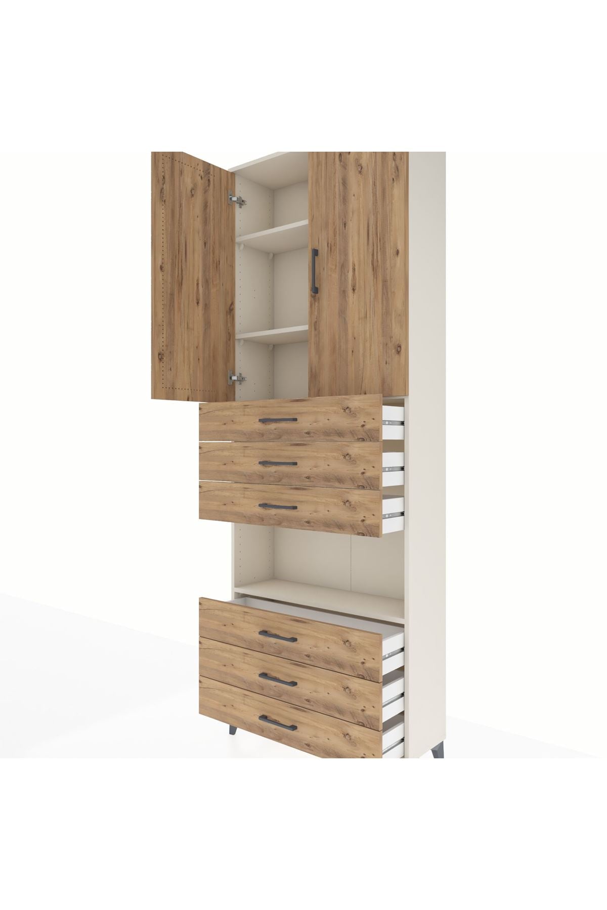 Arges Dolap 4 Raflı 6 Çekmeceli 2 Kapaklı 88x30x243 - S33M221V3A
