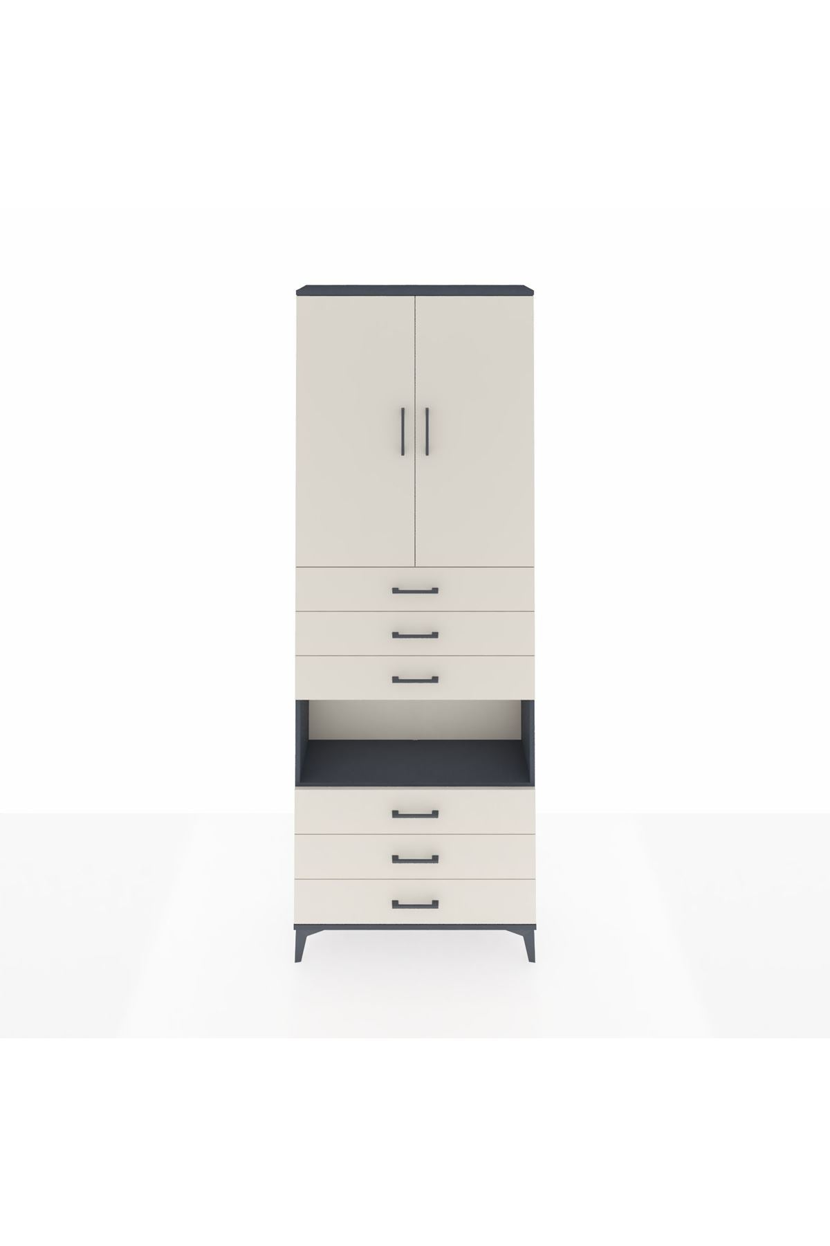 Arges Dolap 4 Raflı 6 Çekmeceli 2 Kapaklı 88x30x243 - S33M221V4A