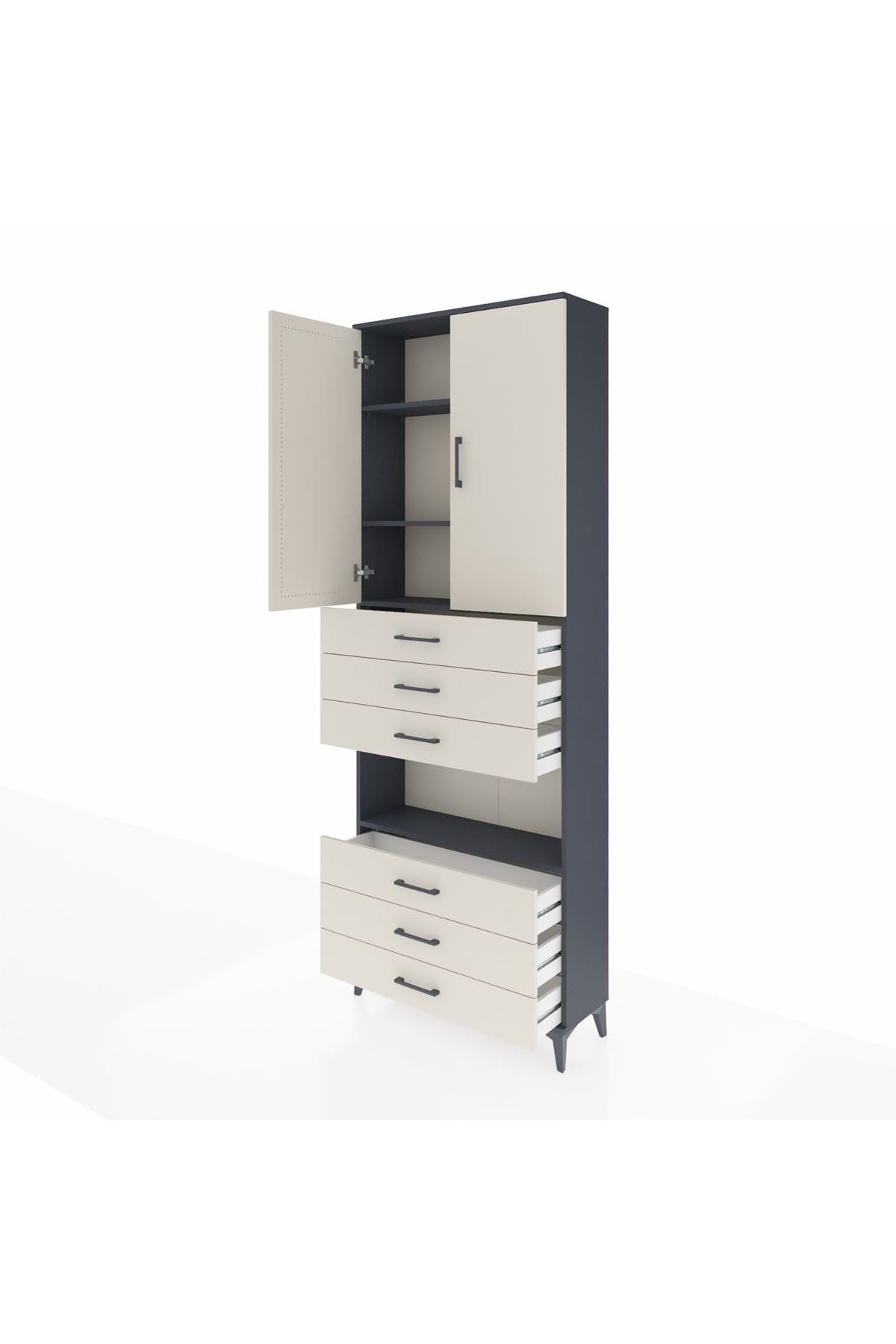 Arges Dolap 4 Raflı 6 Çekmeceli 2 Kapaklı 88x30x243 - S33M221V4A