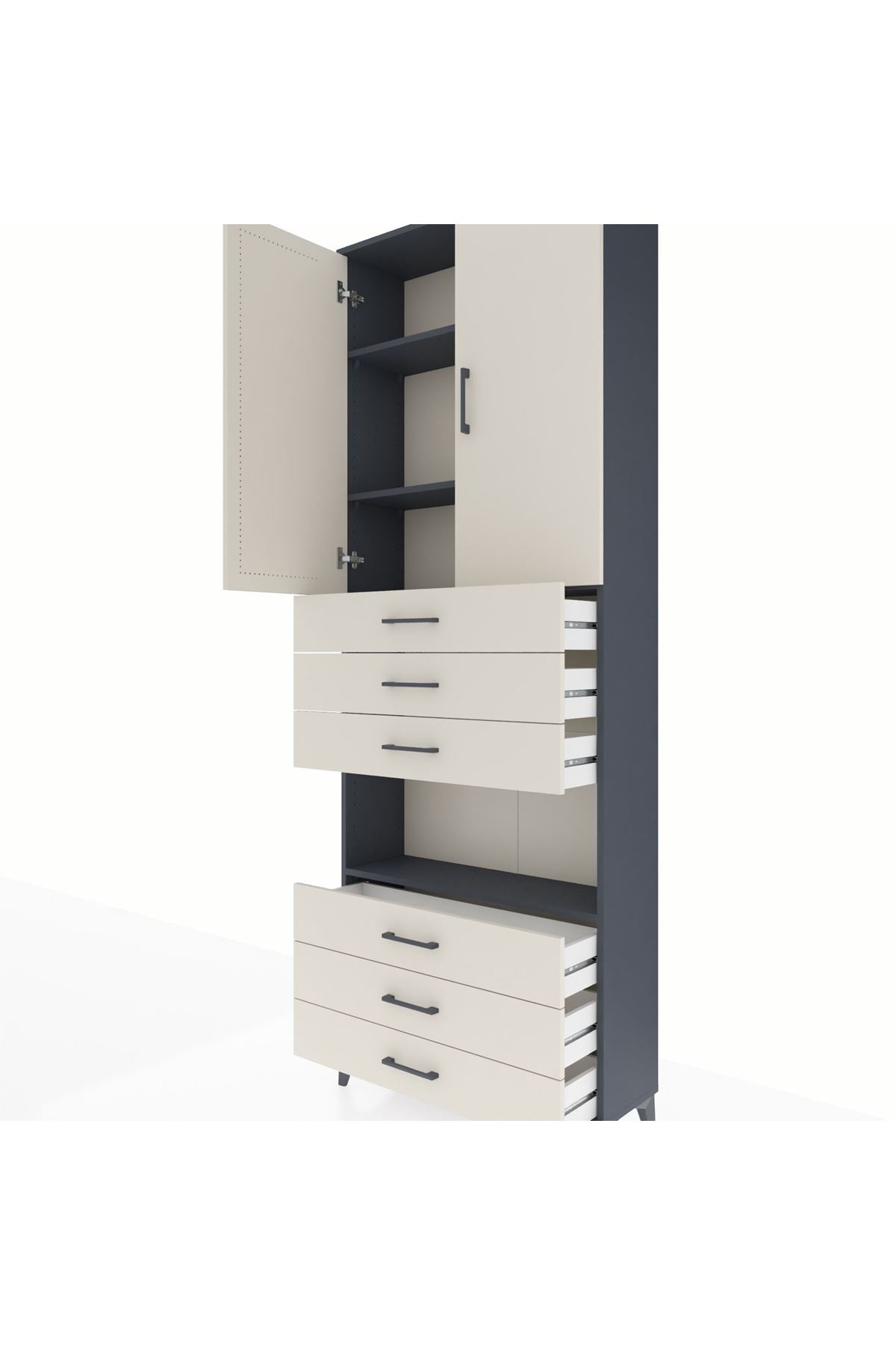 Arges Dolap 4 Raflı 6 Çekmeceli 2 Kapaklı 88x30x243 - S33M221V4A