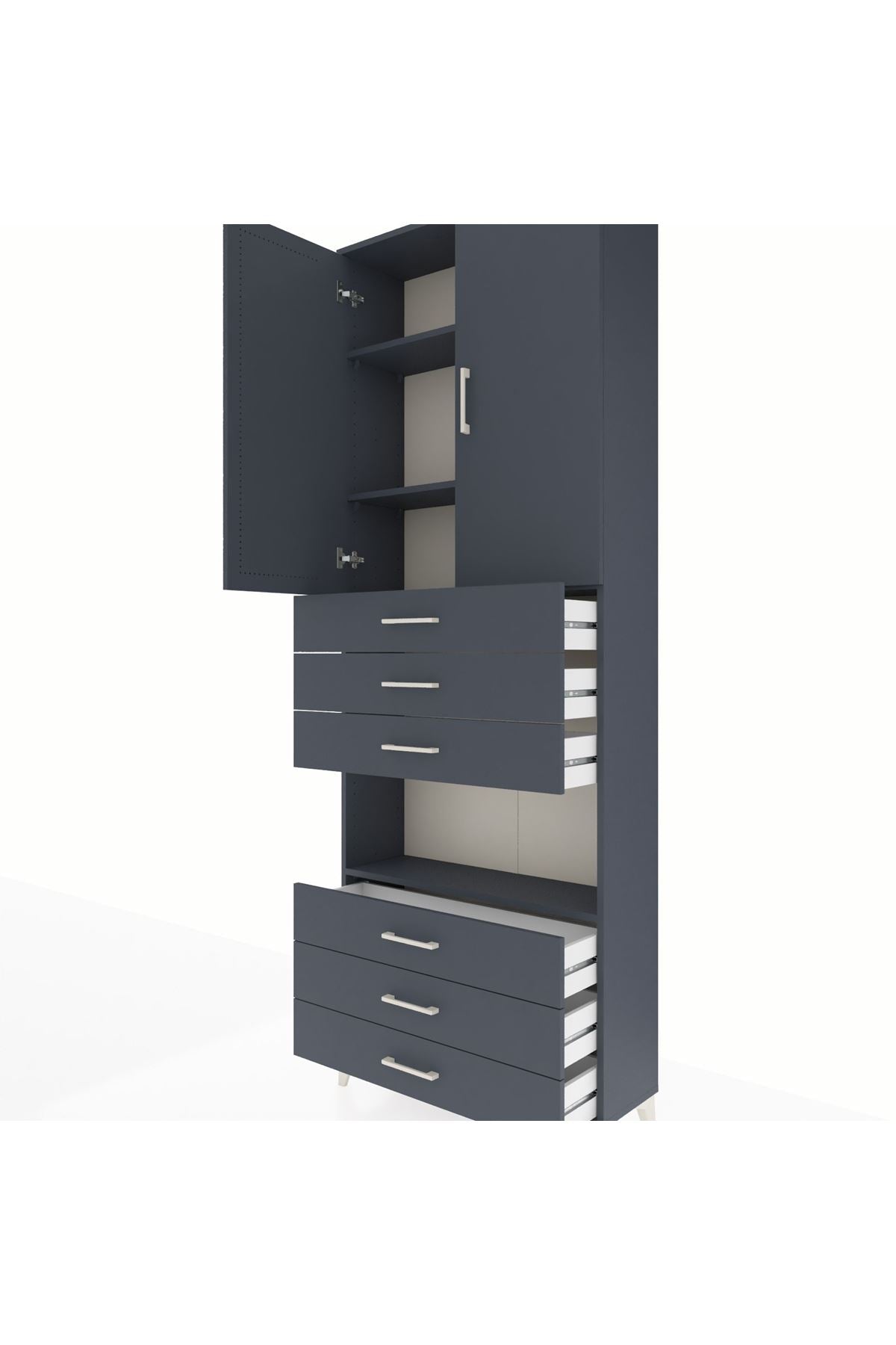 Arges Dolap 4 Raflı 6 Çekmeceli 2 Kapaklı 88x30x243 - S33M221V5A