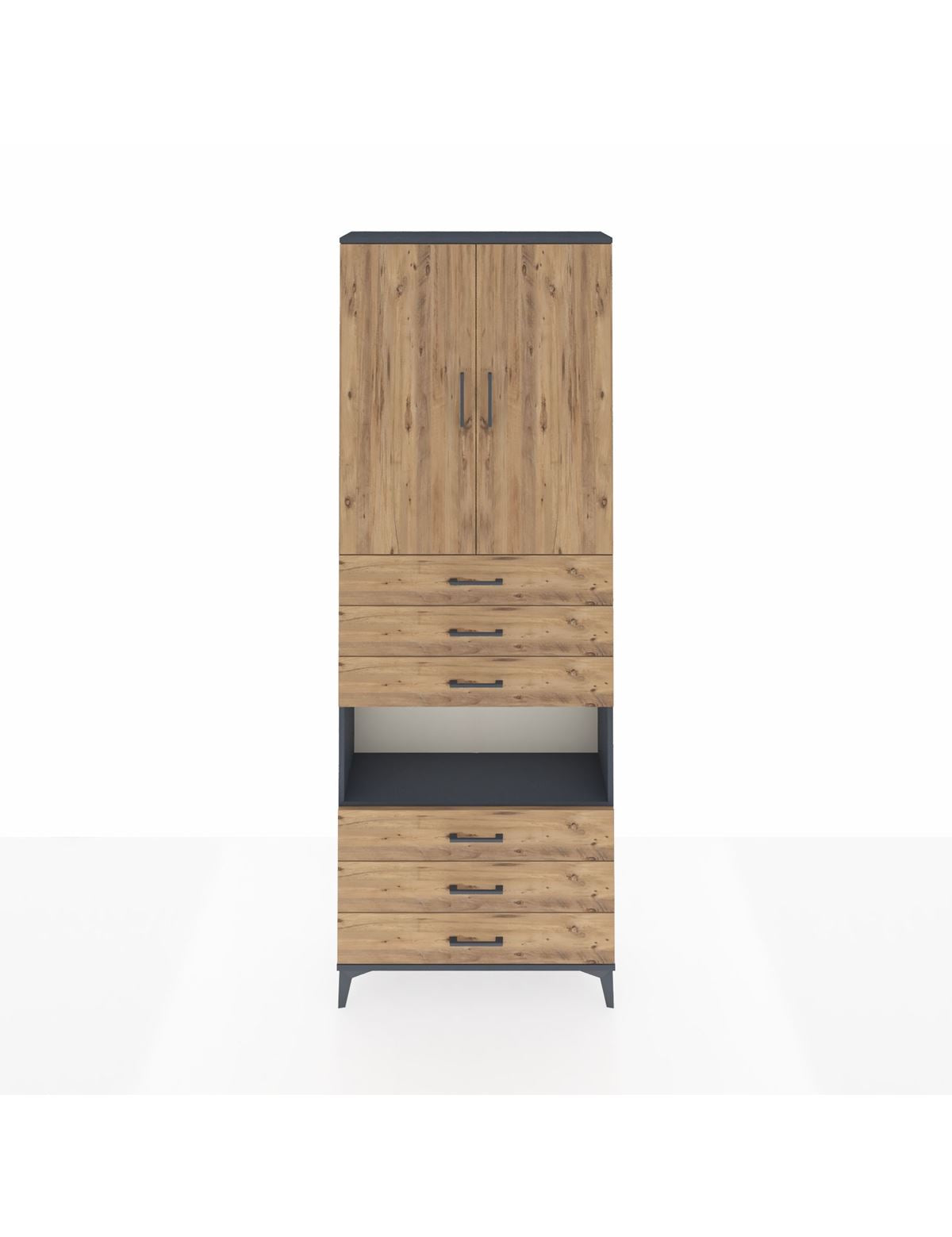 Arges Dolap 4 Raflı 6 Çekmeceli 2 Kapaklı 88x30x243 - S33M221V6A